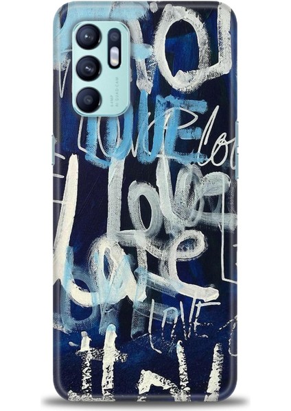 Oppo Reno 6 Kılıf Hd Baskılı - Love Mavi