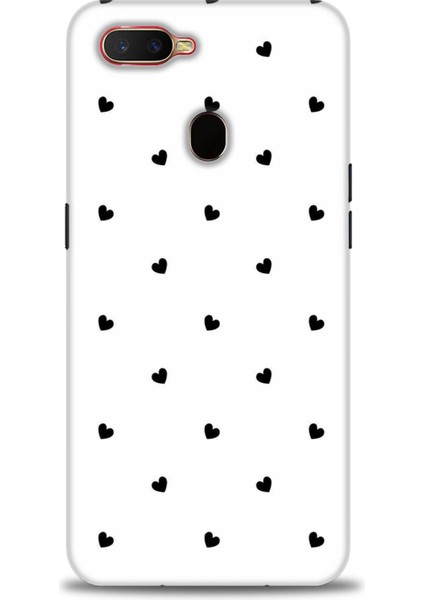 Oppo A12 Kılıf Hd Baskılı - Siyah Kalpler