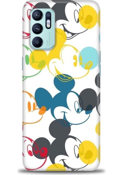 Oppo Reno 6 Kılıf Hd Baskılı - Renkli Mickey Mouse