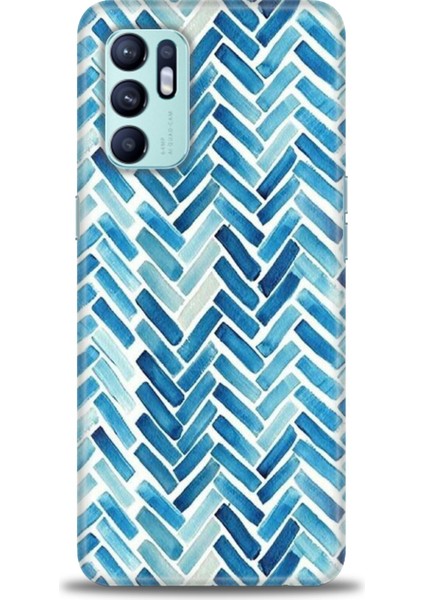 Oppo Reno 6 Kılıf Hd Baskılı - Mavi Çizgiler