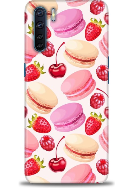 Oppo A91 / Reno 3 Kılıf Hd Baskılı - Makaron ve Çilekler