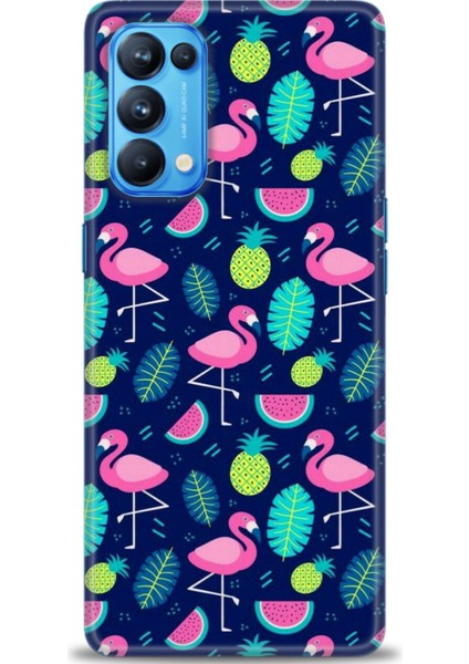 Oppo Reno 5 Pro Kılıf Hd Baskılı - Flamingo Ananas