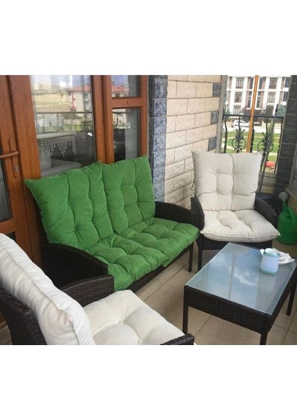 Desenli Bambu ve Bahçe Sandalyesi Için Oturma ve Sırt Minderi