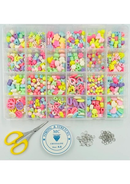 24 Model Kutulu Hobi Boncuk Takı Yapım Seti
