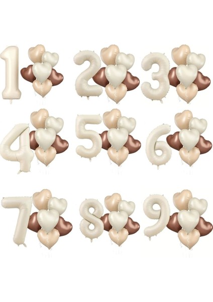 Retro Krem 6 Yaş Kalpli Folyo Balon Set fiyatları