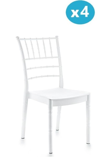 SY-2525 Estate Plastik Modern Bahçe Düğün Sandalye 4'lü Set
