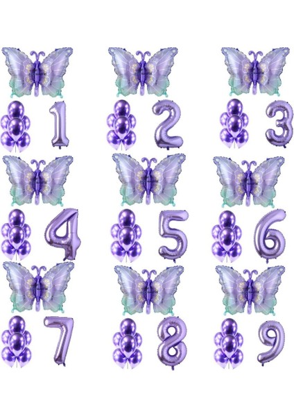 Mor Kelebek 2 Yaş Folyo Balon Set fiyatları