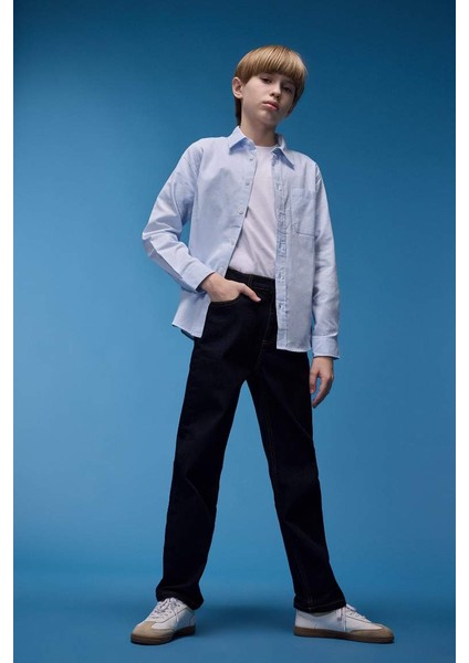 Erkek Çocuk Straight Fit Düz Paça Jean Pantolon D.blue
