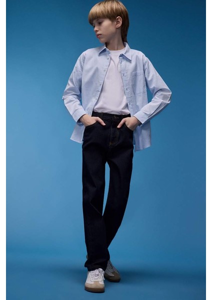 Erkek Çocuk Straight Fit Düz Paça Jean Pantolon D.blue fiyatları