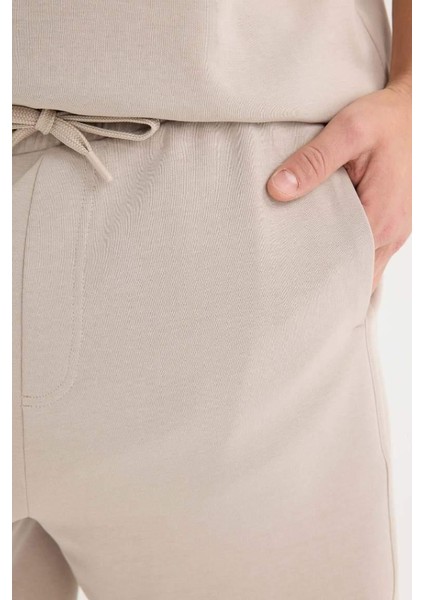 Loose Fit Bisiklet Yaka Kısa Kollu Ağır Kumaş Basic Düz Tişört Kum fırsatları