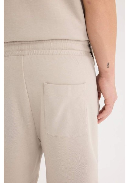 Loose Fit Bisiklet Yaka Kısa Kollu Ağır Kumaş Basic Düz Tişört Kum indirimleri