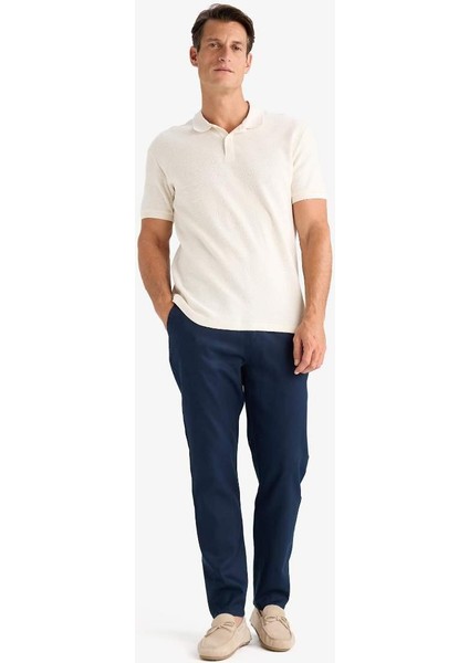 Yazlık Jogger Pantolon Basic Düz Cepli Dar Paça Navy