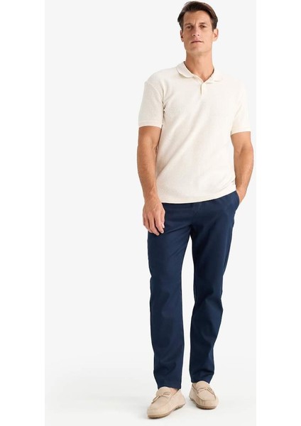 Yazlık Jogger Pantolon Basic Düz Cepli Dar Paça Navy
