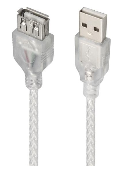 Powermaster 3 Metre Şeffaf USB Uzatma Kablosu