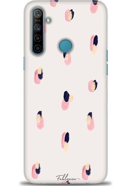 Realme 5i Kılıf Hd Baskılı - Pembe Lacivert
