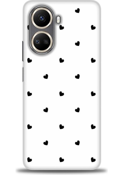 Realme C55 Kılıf Hd Baskılı - Siyah Kalpler