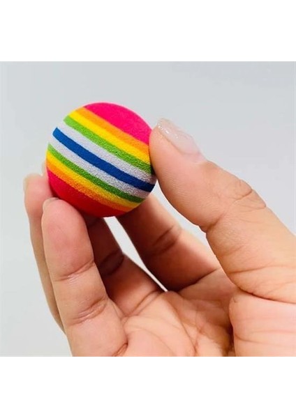 3lü Gökkuşağı Sünger Kedi Köpek Çiğneme Oyun Topu 4,2 cm indirimleri