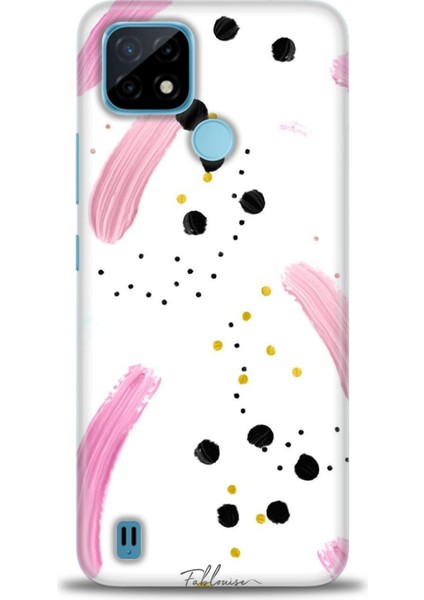 Realme C21 Kılıf Hd Baskılı - Pembe ve Benekler