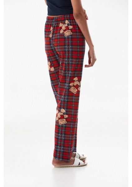 Ayıcık Baskılı Ekose Pijama Altı