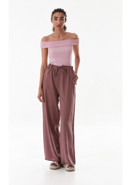 Beli Bağlamalı Bol Paça Pantolon