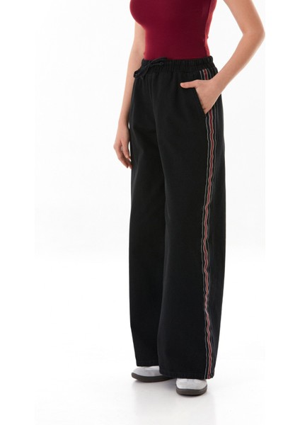 Beli Bağlamalı Yanları Şeritli Wide Leg Jean fiyatları
