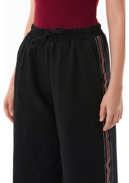 Beli Bağlamalı Yanları Şeritli Wide Leg Jean indirimleri