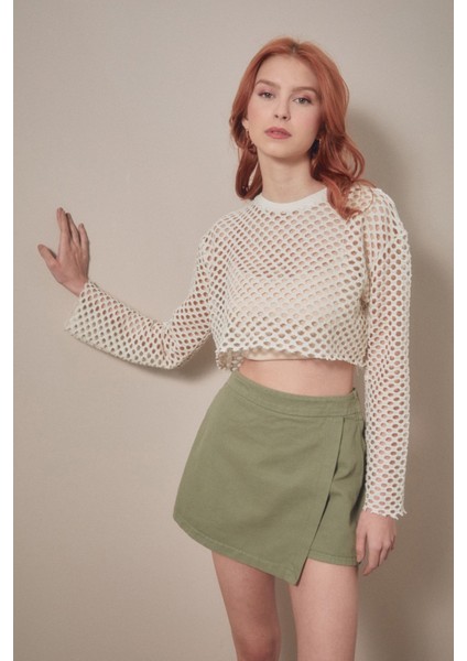 Gabardin Yandan Fermuarlı Şort Etek fiyatları