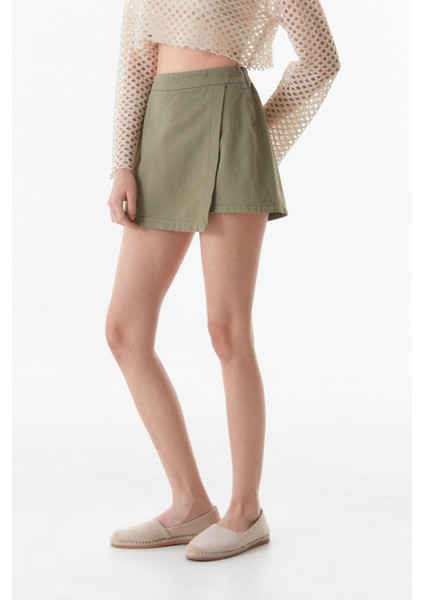 Gabardin Yandan Fermuarlı Şort Etek fırsatları
