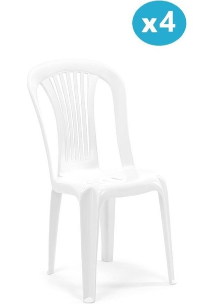 SY-2520 Manolya Plastik Bahçe Sandalye Beyaz 4'lü Set