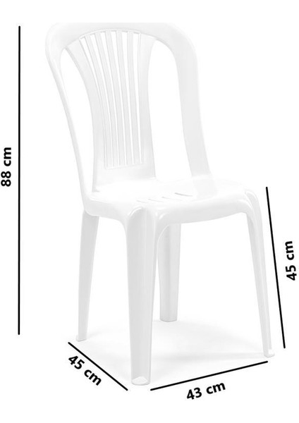 SY-2520 Manolya Plastik Bahçe Sandalye Beyaz 4'lü Set