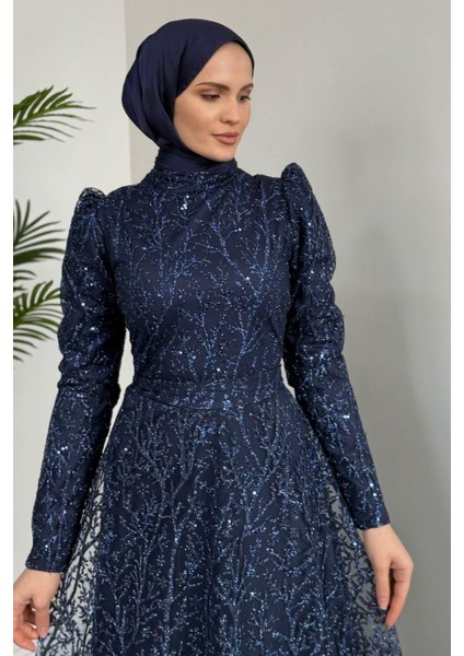 Mısra Simli Abiye Lacivert