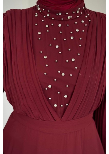 Barniy Önü Taşlı Abiye Bordo fırsatları