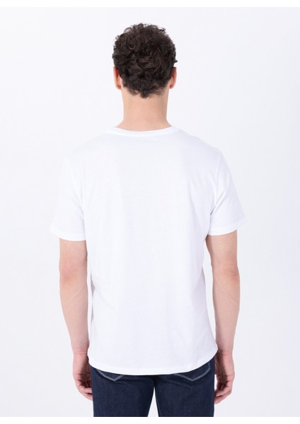 Bisiklet Yaka Baskılı Beyaz Erkek T-Shirt M5SM-TST1292