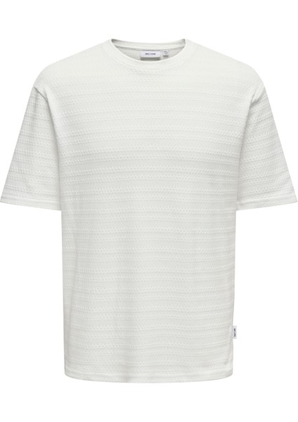 O Yaka Düz Beyaz Erkek T-Shirt Onsgıvo Reg 12 Ss Crew Knıt Noos