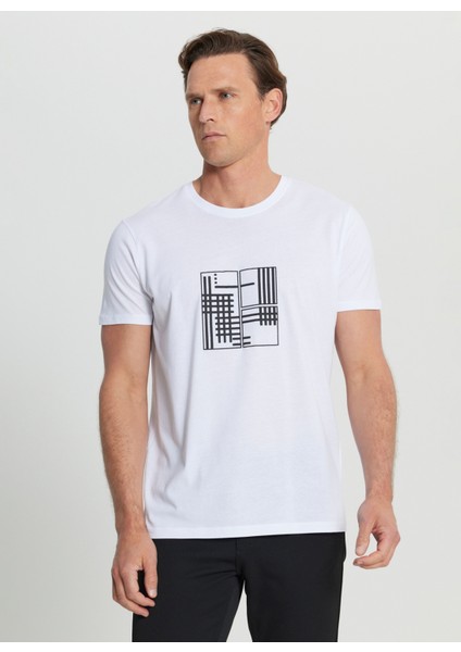 Bisiklet Yaka Baskılı Beyaz Erkek T-Shirt ACE091252072_BYZ modelleri