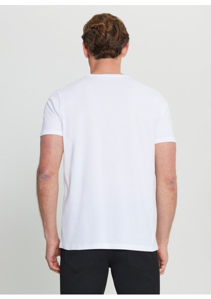 Bisiklet Yaka Baskılı Beyaz Erkek T-Shirt ACE091252072_BYZ indirimleri