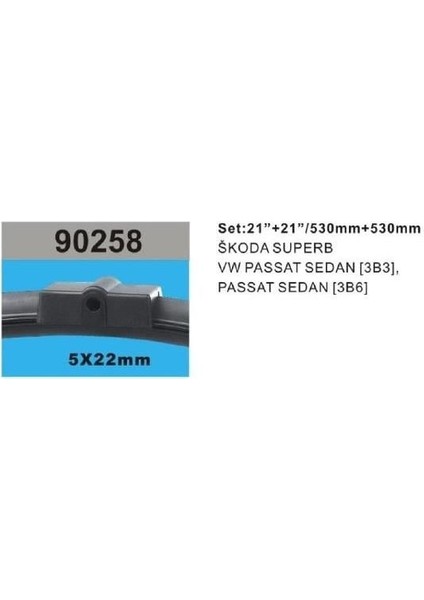Silecek Süpürgesi 530/530 mm Aerotwın Skoda Superb 2001-2004-VW Passat 2001-2005 (Delikli)