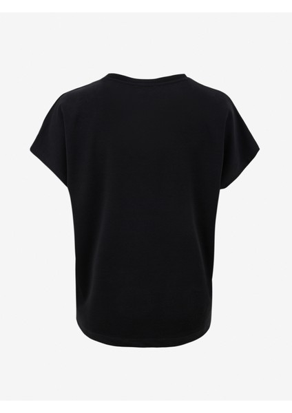 D5SL-TST3544 Siyah V Yaka Relaxed Düz Kadın T-Shirt fiyatları