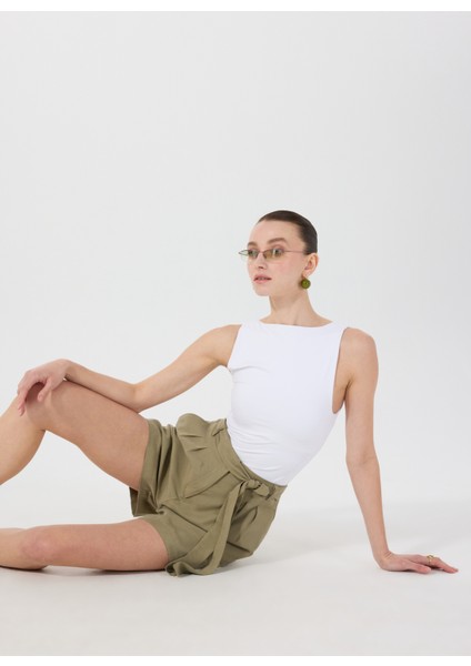 Normal Bel Normal Haki Kadın Şort M5SL-SRT1722 fiyatları