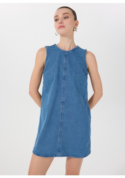 Mavi Kadın Yıkamalı Denim Elbise M5SL-ELB1362