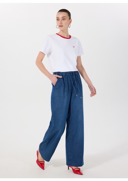 Standart Bel Normal Paça Bol Kesim Lacivert Kadın Denim Pantolon M5SL-PNT1010 fiyatları