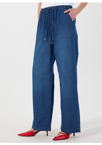 Standart Bel Normal Paça Bol Kesim Lacivert Kadın Denim Pantolon M5SL-PNT1010 modelleri