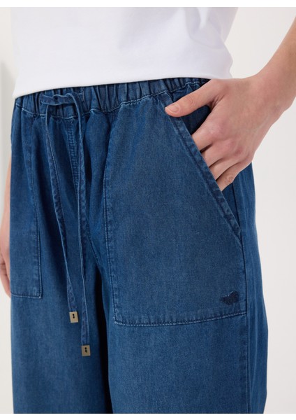 Standart Bel Normal Paça Bol Kesim Lacivert Kadın Denim Pantolon M5SL-PNT1010 fırsatları