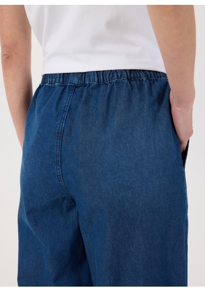 Standart Bel Normal Paça Bol Kesim Lacivert Kadın Denim Pantolon M5SL-PNT1010 indirimleri