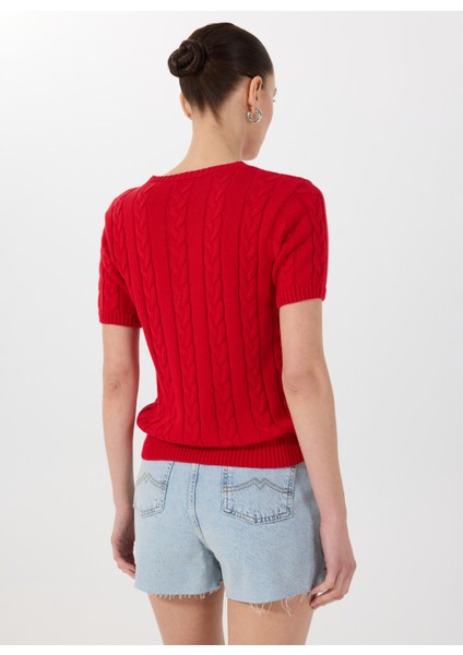 Bisiklet Yaka Normal Örgü Desenli Kırmızı Kazak Kadın M5SL-KZK1111 indirimleri