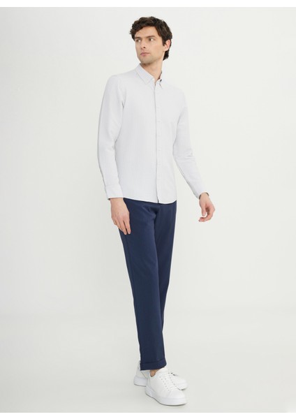 Slim Fit Düğmeli Yaka Taş Erkek Gömlek ACE020252171_TAS