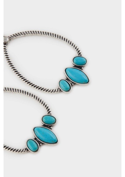 Kadın Eskitme Mavi Taşlı Silver Küpe E6672AXNS fiyatları