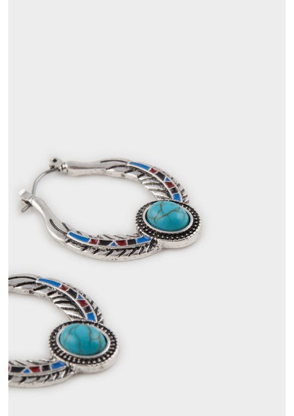 Kadın Eskitme Mavi Taşlı Kadın Silver Küpe E6671AXNS fiyatları