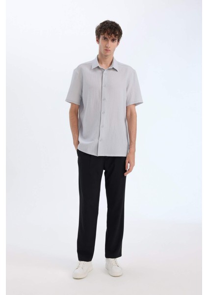 Regular Fit Polo Yaka Krinkıl Yazlık Kısa Kollu Gömlek E1223AX25SM