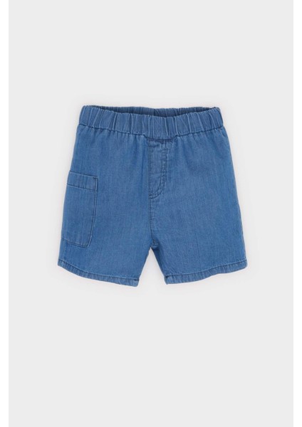 Erkek Bebek 2'li Takım Dinozor Desenli Gömlek Beli Lastikli Kısa Jean Şort Alt E8174A525SM fiyatları